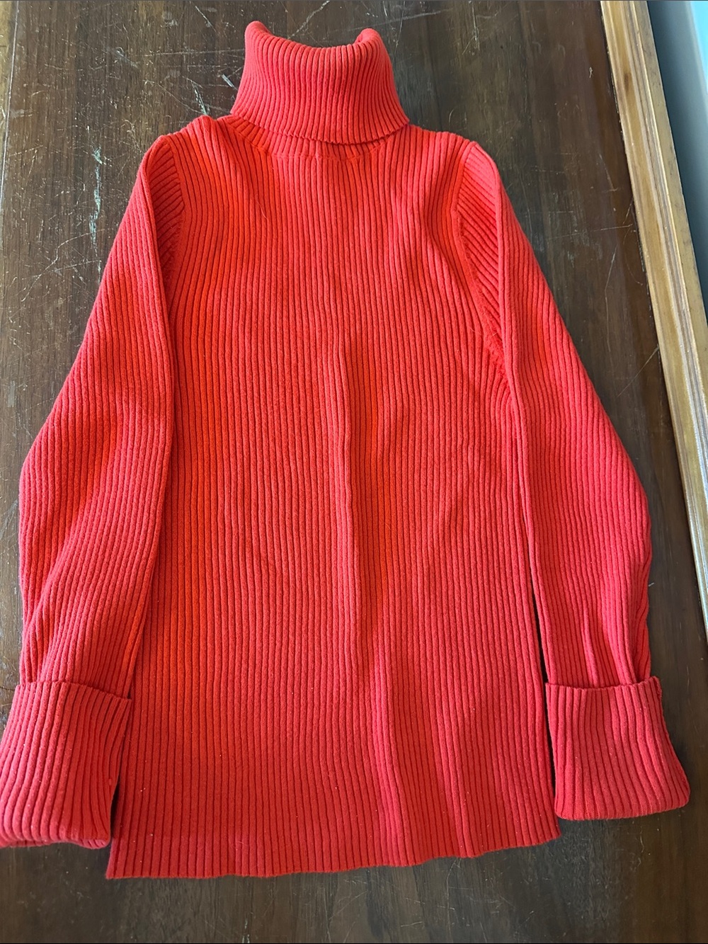Old Navy Red Ribbed Turtleneck Sweater with Folded Cuffs